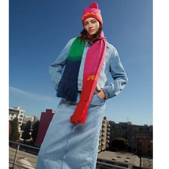 COACH colorblocked wool and alpaca ombre knit long winter scarf -Multicolor - Picture 6 of 9